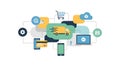 Logistics and E-commerce Network Delivery, Payment, Cloud Technology Royalty Free Stock Photo