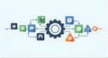 Business Process Automation Workflow Icons and Gear Symbol Royalty Free Stock Photo