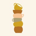 abstract illustration of six stacks of cups Royalty Free Stock Photo