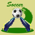 Abstract illustration, soccer shoes and ball on a light background Royalty Free Stock Photo