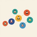 Abstract illustration of a social network with interconnected circles. Each circle Royalty Free Stock Photo