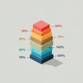 Abstract illustration of a stacked pyramid composed of different colored blocks, each Royalty Free Stock Photo