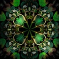 abstract illustration of stained glass kaleidoscope clover shamrock