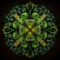 abstract illustration of stained glass kaleidoscope clover shamrock