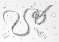 Abstract illustration of a stave and music notes Royalty Free Stock Photo