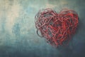 An abstract illustration of tangled threads slowly unravelling to form a heart, symbolizing