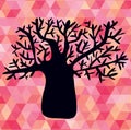 Abstract illustration with tree silhouette on triangles Royalty Free Stock Photo