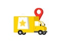 abstract illustration of truck and geolocation tag