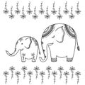 Abstract illustration of two elephants