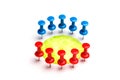 abstract illustration of two groups at a round table Royalty Free Stock Photo