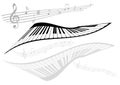 Abstract illustration of two pianos and two stave Royalty Free Stock Photo
