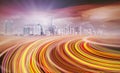 Abstract Illustration of an urban highway going to Royalty Free Stock Photo