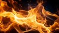 Abstract illustration of vibrant flames and fire against a dark background. Royalty Free Stock Photo
