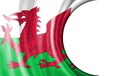 Abstract illustration, Wales flag with a semi-circular area White background for text or images