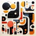 Abstract Illustrations: Playfully Intricate Black And Orange Shapes