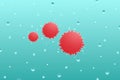 Abstract image of airborne infections and viruses. Visualization of flu and colds and drops of moisture. Flat background design