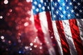 Abstract image of American flag on blurred background with bokeh Royalty Free Stock Photo