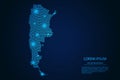 Abstract image Argentina map from point blue and glowing stars on a dark background Royalty Free Stock Photo
