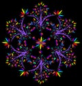 Abstract image. An artistic and antique colorful tree in a mandala pattern on black background Royalty Free Stock Photo