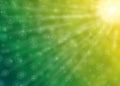 Abstract Bright Sunshine, Bubbles and Sparkles in Green and Yellow Background Royalty Free Stock Photo