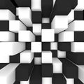 Abstract image: black and white cubes 3D illustration