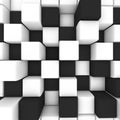 Abstract image: black and white cubes 3D illustration