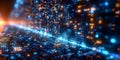 Abstract image of blue code on a computer screen symbolizing software development and programming. Royalty Free Stock Photo