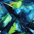 Abstract image with blue, green, and yellow colors and a graffiti-influenced style (tiled) Royalty Free Stock Photo