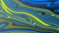 Abstract Blue and Yellow Psychedelic Curves in Black Background