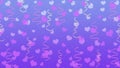 Abstract Hearts, Tinsels and Ribbons in Purple Background