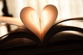 Abstract image of book with open page folded a heart shape Royalty Free Stock Photo