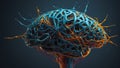 abstract image of brain in blue and orange colors Royalty Free Stock Photo