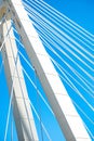 abstract bridge pillar with support cables close up Royalty Free Stock Photo