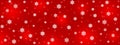 Abstract Falling Snowflakes in Red Banner Background Royalty Free Stock Photo