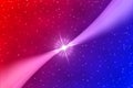 Abstract Bright Star and Curves in Red and Blue Background