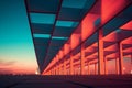 an abstract image of a building with red and orange lights Royalty Free Stock Photo