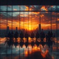 Abstract Image of Business People Silhouettes in office Royalty Free Stock Photo