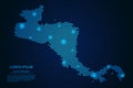 Abstract image Central America map from point blue and glowing stars on a dark background Royalty Free Stock Photo