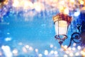 Abstract image of Christmas street lights with glitter overlay Royalty Free Stock Photo