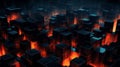 an abstract image of a city filled with fire
