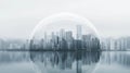 abstract image of a city skyline covered by a protective dome Royalty Free Stock Photo