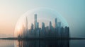 abstract image of a city skyline covered by a protective dome Royalty Free Stock Photo