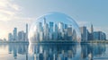 abstract image of a city skyline covered by a protective dome Royalty Free Stock Photo