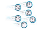 Image of a clocks that breaks into small particles. The fleetingness of time and the finiteness of processes are the concept of