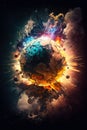 An abstract image of an exploding planet. Generative AI