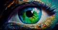 Abstract image of an eye. Fluorite. Conceptual abstract close-up of oil painting on canvas - AI generated image