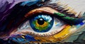 Abstract image of an eye. Fluorite. Conceptual abstract close-up of oil painting on canvas - AI generated image