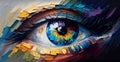 Abstract image of an eye. Fluorite. Conceptual abstract close-up of oil painting on canvas - AI generated image