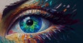 Abstract image of an eye. Fluorite. Conceptual abstract close-up of oil painting on canvas - AI generated image