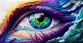 Abstract image of an eye. Fluorite. Conceptual abstract close-up of oil painting on canvas - AI generated image